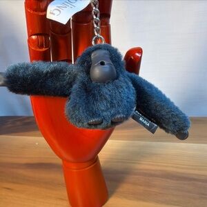 KIPLING Monkey Keychain Key Ring Charm Gray Suck Thumb